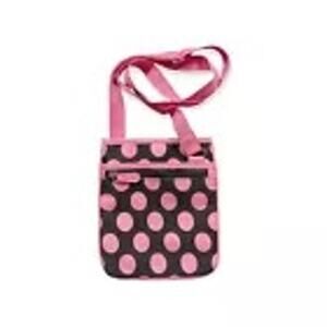 Black with Pink Dots & Strap Mini Satchel Purse Travel Bag